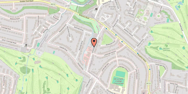 Map showing Shine Bright Clinic at 3 Landscape Road, Churchtown, Dublin 14